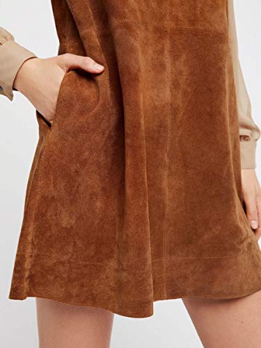 R.Vivimos Women's Fall Faux Suede Vintage V Neck Sleeveless Overall Dress with Pockets3
