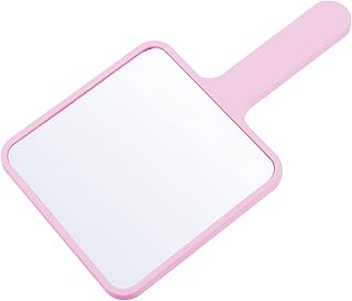 HAKIDZEL Handheld Vanity Mirror Pink Makeup Round Vanity Mirror Mini Mirror Barber Mirror Handheld Vintage Handheld Mirror Salon Handheld Mirror Pink Women Makeup Mirror Abs Square Gift