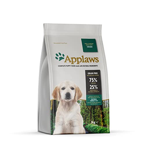 Applaws Aliments secs pour chiens de petite et moyenne taille, sans céréales, à saveur naturelle de poulet - 2 kg (Lot de 1)
