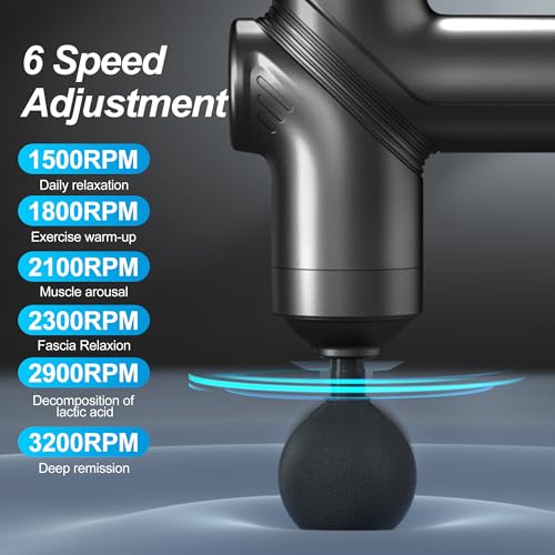 Image of LEERCON Massage Gun Deep Tissue, Silent Motor and Portable Massage Gun with 4 Interchangeable Heads for Deep Muscle Relief and Relaxation, Relax Gift, Black
