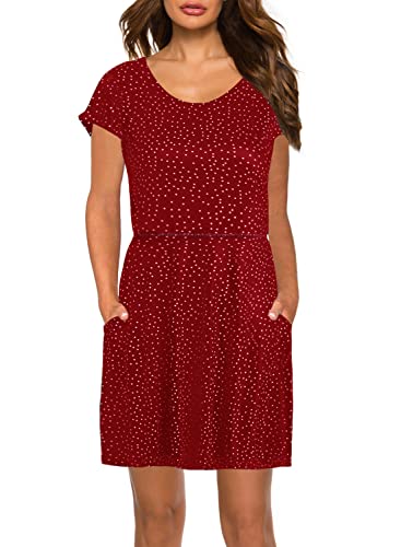 HELYO Women Casual T-Shirt Dress Short Sleeve Cotton Summer Soft Loose Swing Dresses with Pockets 812