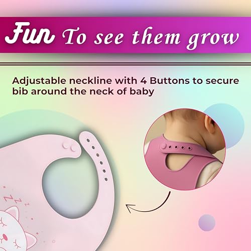 Image of Baby Bib for Feeding and Weaning Babies and Toddlers | Waterproof, Washable, Reusable | Adjustable Neckline with Buttons | Easy to Clean and Non-Messy Design