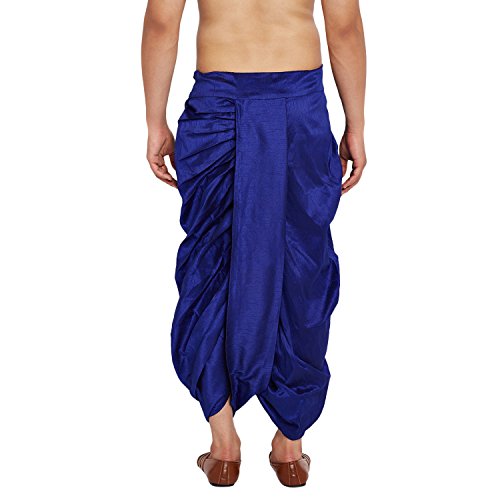 Image of SOJANYA (Since 1958 Mens Black Stitched Dupion Silk Dhotis, Size: Freesize