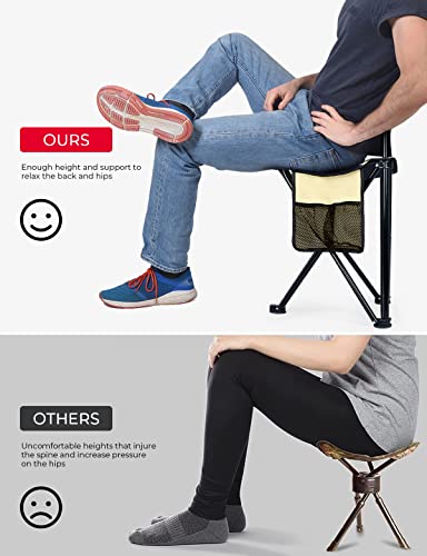 DEERFAMY-Camping-Tripod-Chair-Tripod-Stool-with-Backrest-Portable-Lightweight-Chair-with-Carry-Bag-Cup-Holder-for-Beach-Fishing-Golf-Travel-Outdoor-Lawn-Yellow