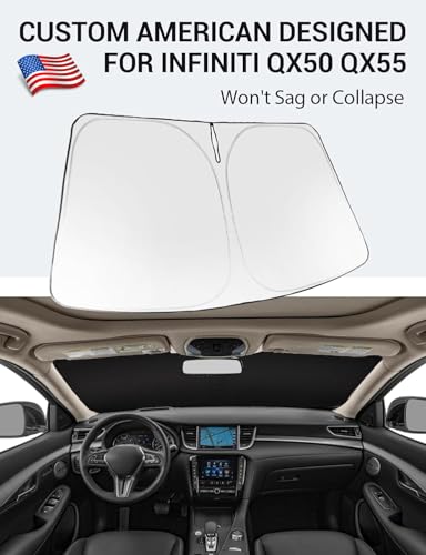 Image of Proadsy Windshield Sun Shade for 2019-2021 Infiniti QX50 & 2021-2025 2026 QX55 Foldable Front Sunshade Protector Sun Visor Blocks UV Rays Keep Car Cooler