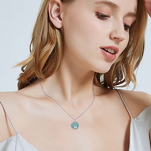 Bethza Tree Of Life Necklace For Women 925 Sterling Silver Natural Turquoise Pendant Necklaces Genuine Blue Gemstone Jewelry Gift For Christmas Birthday #TOP3