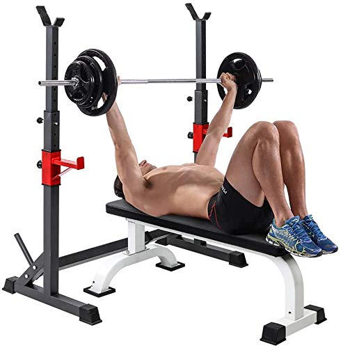 KEO Upgrade Barbell Rack 550LBS Max Load Adjustable Sturdy Steel Squat Stand Dipping Station Free Bench Press Stands Home Gym Fitness All-Steel Construction