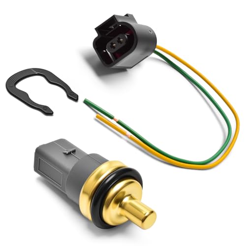 Coolant Temperature Sensor with Connector Harness Pigtail Compatible with Audi A3 A4 A5 A6 A7 A8 S4 S5 S6 S8 Q5 Q7, Passat Jetta Golf CC Tiguan, Cayenne Cayman Panamera Replaces 06A919501 059919501A