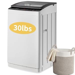 3.0 Cu.Ft Portable Washing Machine, 30 lbs Full-Automatic Top Load Washer with Stainless Steel Drum, 8 Programs, 5 Water Levels, Child Lock & Delay Start