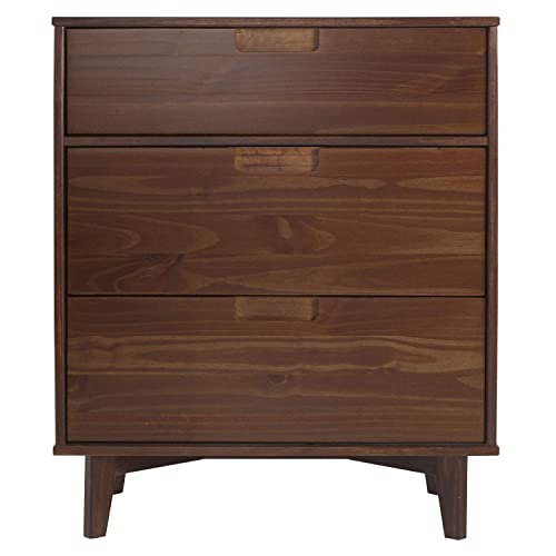 Walker Edison 3 Drawer Mid Century Modern Wood Dresser Bedroom Storage Drawer And Shelf Bedside End Table, 3 Drawer, Walnut #TOP3