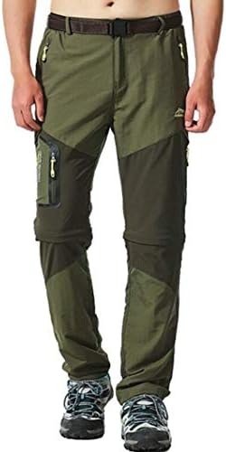 Men's Water-Repellent Quick Dry Convertible Pants Army Green Asian 3XL