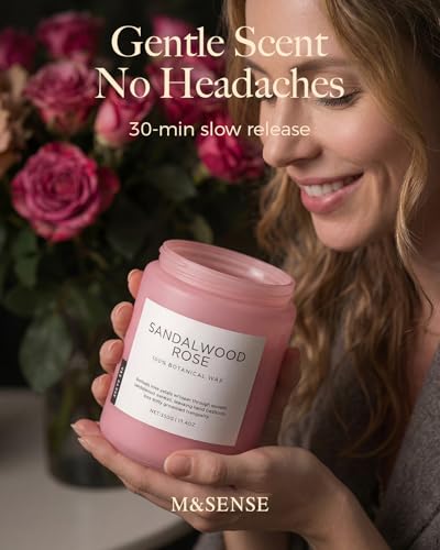 M&SENSE Sandalwood Rose Scented Candles for Home, 19.4oz 110 Hours Soy Wax - Image 3