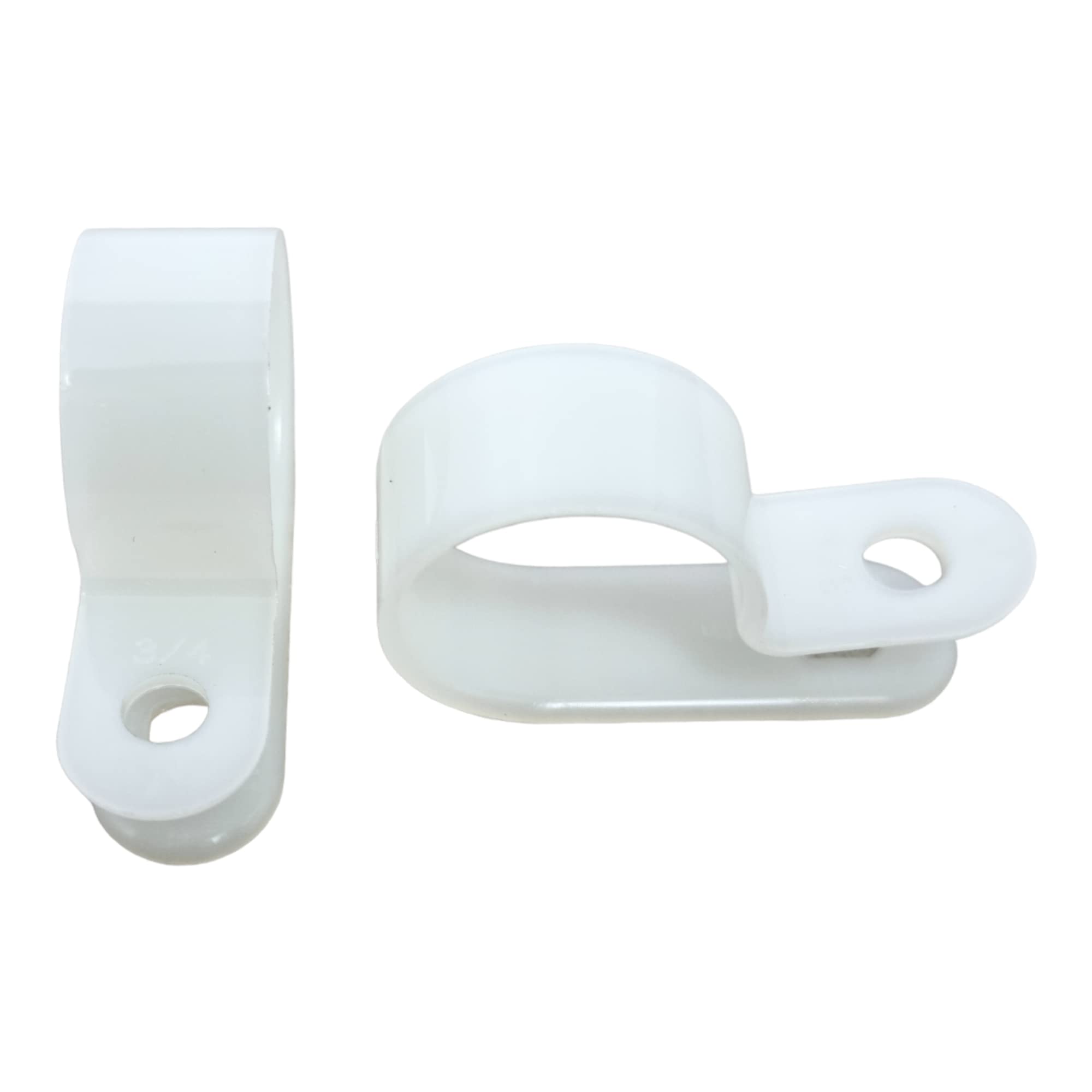 White 100 Pack Of Nylon P-Clips, Plastic Cable Clips, 19.4Mm (3/4") Diameter