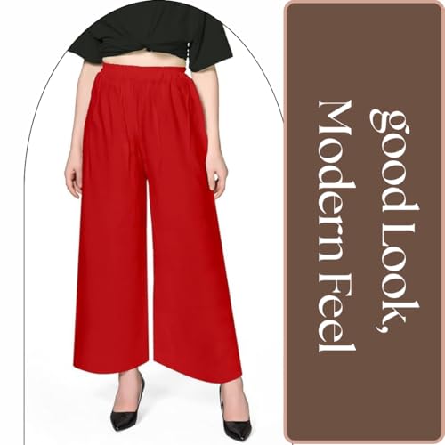 Image of Pranjal Women's Premium Regular Fit Rayon Palazzo - Free Size, Fits Up to 2XL, Stylish & Comfortable (Plazo P)