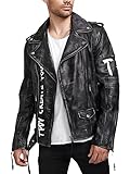 trueprodigy Casual Herren Marken Lederjacke Echt Leder Herrenjacke Cool Stylisch Vintage Sportlich Slim Fit Jacke Männer, Farben:Schwarz TPDY, Größe:L
