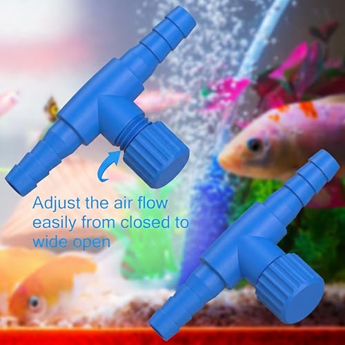 Image of Honoson 30 Pieces Aquarium Air Control Valve T Shaped Air Pump Control Valves Single Way Plastic Flow Regulator for 4 mm Hose Line Tubing Connector(Blue)