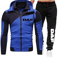 XYMCX Tuta da uomo in 2 pezzi per DAF, felpa con cappuccio e pantaloni da jogging, tuta da ginnastica, felpa, pantaloni e top da jogging per l'allenamento di corsa,Blue-l