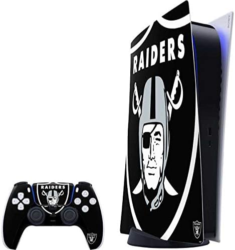 Skinit Decal Gaming Skin Compatible with PS5 Digital Edition Bundle - Officially Licensed NFL Las Vegas Raiders Large Logo Design