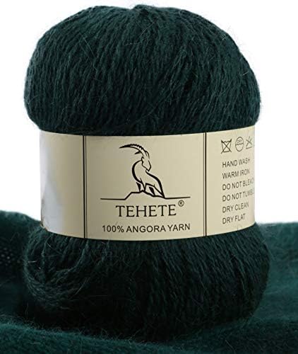 TEHETE 100% Angora Wool Yarn for Knitting and Crochet DK Double Knit, 50g, 325 m, 38 Colors, Soft and Fluffy -Orange,860