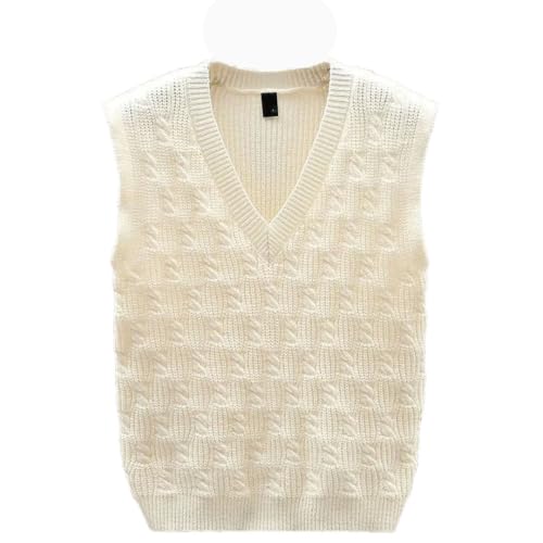 Men Solid Twisted Thicken Sweater Vest V-Neck Sleeveless Casual Pullover Knit Waistcoat