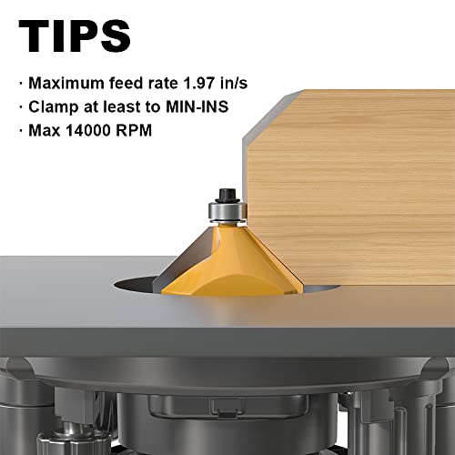 Image of 45 Degree Chamfer Router Bit with 3 /4 Inch Cutting Length,1 /2 Inch Shank Carbide Edge Forming Bevel Router Bit with Bearing, Chamfer Bit Miter Angle Milling Cutters Tool