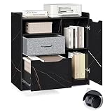 HOMOOI Caisson de Bureau Mobile avec 3 Tiroirs Classeur à Dossiers Compartiments Ouverts Tiroirs en Tissu Placard de Rangement avec roulettes pour Bureau Maison Noir 79 * 40 * 81cm H04E4080S