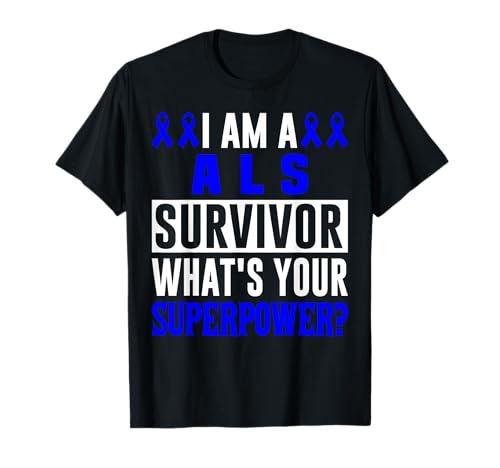 ALS Awareness Blue Ribbon Apoyo Cita Familia Amigos Camiseta