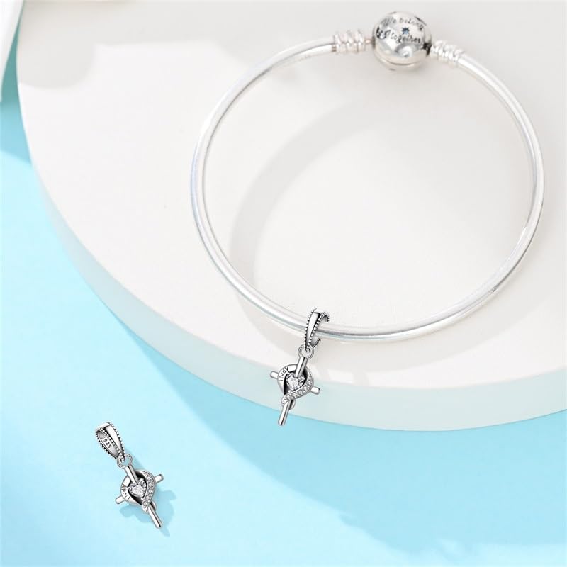 Cross Birthstone Heart Charms Fit for Pandora Bracelets S925 Sterling Silver Pendant Charm Birthday Gift for Her - Image 2