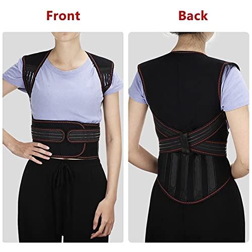 Telusu Adults Self Heating Magnetic Therapy Posture Corrector Corset Vest Full Back Shoulder Waist Neck Brace Lumbar Support For Women & Men Pain Relief (Color : Black, Size : Xl/X-Large) #TOP7
