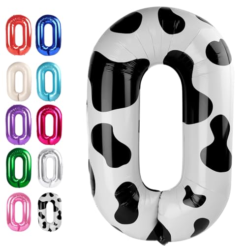 Cow Print Number 0 Balloon 40 inch,Cow Birthday Party Balloons Decorations