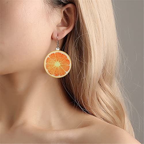QXPDD Süße Früchte Ohrring Acryl Erdbeere Wassermelone Baumeln Ohrring Kreative Haken Ohrring Schmuck Geschenk für Frauen Mädchen,Orange Cover