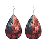 Pendientes Elegantes Dragones Azules Y Rosados Con Rosas Moda Pendientes De Cuero En Forma De Lágrima Modernos Aretes Para Decoración Mujeres Fiestas