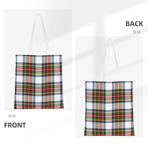 Stewart Royal Dress Plaid Scottish Minimalist Tote Bag - Polyester, Double Reinforced Handles, Lightweight & Durable For Everyday Carry3
