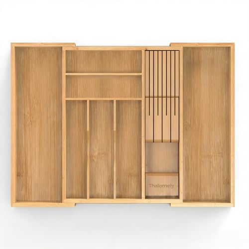 Bamboo-Silverware-Drawer-Organizer-6-8-Slots-Kitchen-Drawer-Tray-13-2169-Expandable-Utensil-Holder-Cutlery-Tray-with-Removable-Knife-Block-Hold-7-Knives-236-Deep-for-Extra-Capacity