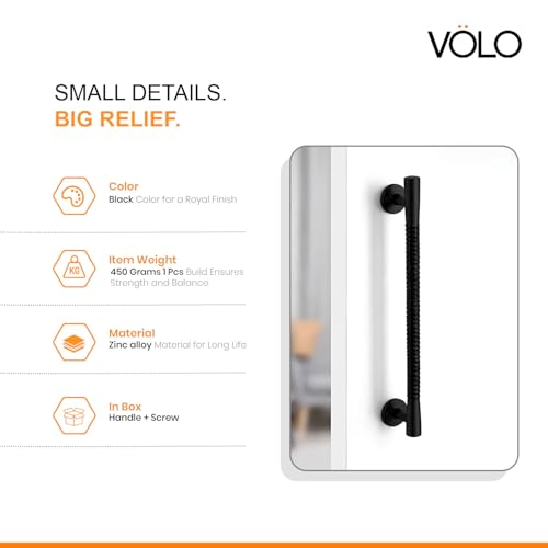 Image of VOLO Main Door Pull Push Handle for Main Entry | Interior Exterior Use | Modern Home Office Door Hardware Pull Handle | (Black, 12 Inch (300MM), Pack of 1 Piece (K-59))