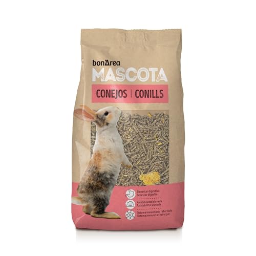 BonÁrea - Pienso para Conejos 1 KG - Premium - Bienestar Digestivo y Sistema Inmunitario Reforzado - Ingredientes Naturales - con Vitaminas - Fabricado en España