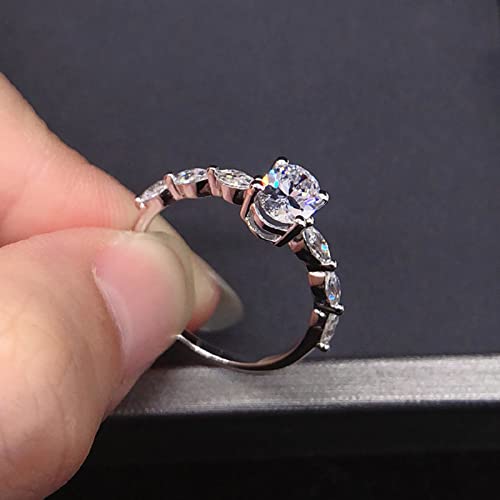 1 Carat Moissanite Ring Classic Egg-shaped horse eye ring Round Cut Solitaire Ring for Women, Engagement, Promise, Wedding3