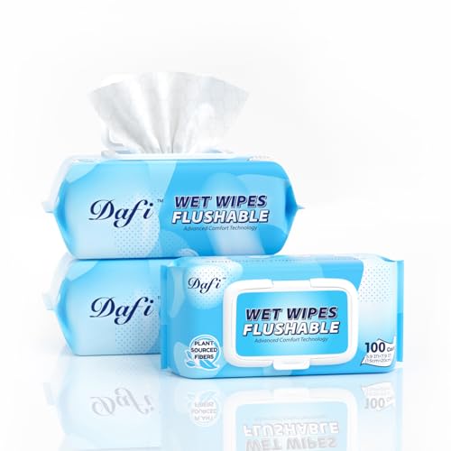 DAFI Flushable Adult Wet Wipes 300 Count Unscented