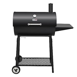 Royal Gourmet CC1830 30 Barrel Charcoal Grill with Side Table, 627 Square Inches, Outdoor Backyard, Patio and Parties, Black