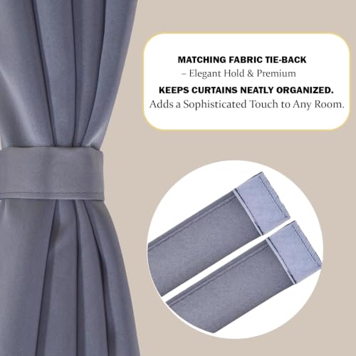 Image of Blackout Door Curtains, 100% Room Darkening | 7 Feet |Set of 2| Faux Silk Drapes|Thermal Insulated & Noise Reducing for Living Room and Bedroom|115cmx210cm,Color-Grey