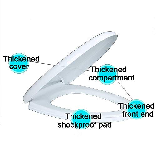 Asiento de inodoro universal grueso y silencioso, tapa de inodoro montado en la parte superior para inodoro en forma de O/U, blanco, Wit-45 ~ 47 cm x 36 ~ 37 cm (40 ~ 44 cm x 34 cm)