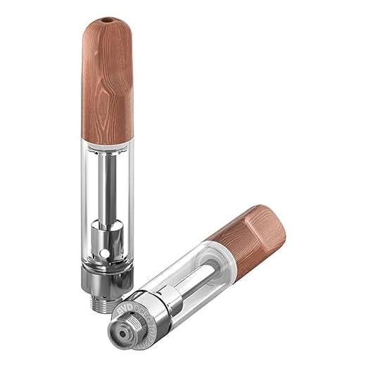 Empty 1mL Wood Tip Silver Refillable CBD Cartridge,510 Screw Thread Atomizer with Leak Proof,1.2ohm Ceramic Coil Atomizer for Most Battery Box Mod, Nicotine Free (2Pcs Per Pack)
