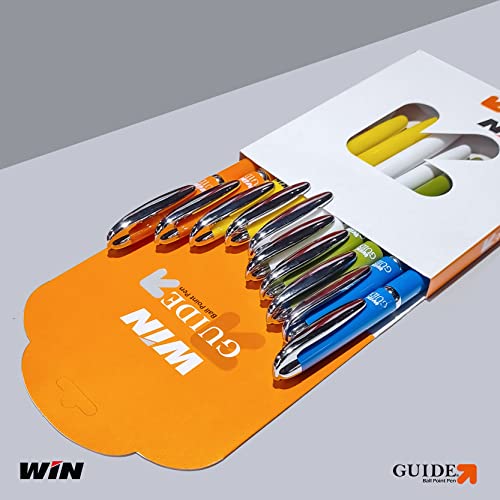 Image of WIN Guide Ball Pens | 30 Blue Ink Pens | Premium Ball Pens Set | Pens for Writing | 0.6 mm Tip for Smooth Writing | Refillable Pen, Ideal for Students and Exams | For School, Office or Corporate Uses