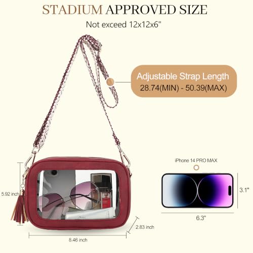 Image of LOXOMU Clear Crossbody Bag Stadium Approved - Waterproof Clear Purses for Women Stadium Bag with Adjustable Guitar Strap