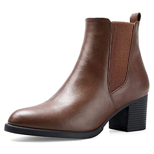 COASIS Women's Wide Width Chelsea Boots Chunky Block Heel Slip On Ankle Boots with Elastic Sided Fall Booties