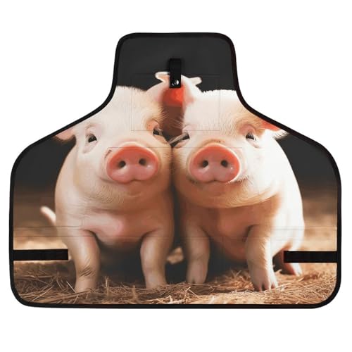 Delantal de trabajo con diseño de cerditos y múltiples bolsillos miniatura 1