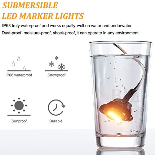 Bjz 3/4'' Led Trailer Marker Clearance Lights Amber Round 12V Led Side Marker Front Rear Stop Turn Signal Tail Indicator Light Waterproof For Trailer Truck Atv Utv Rv Van Pickup, 10Pcs W/Smoked Lens #TOP2