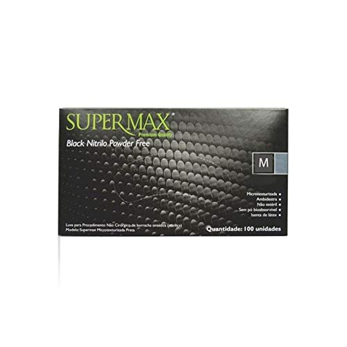 Caixa de Luvas Nitrílicas Preta Tamanho M (100 unid) Supermax