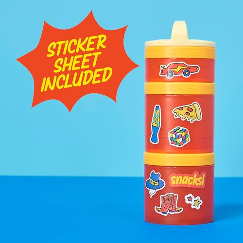 Image of Whiskware Stackable Snack Containers for Kids and Toddlers, 3 Stackable Snack Cups for School and Travel, Tan /Yellow /Orange