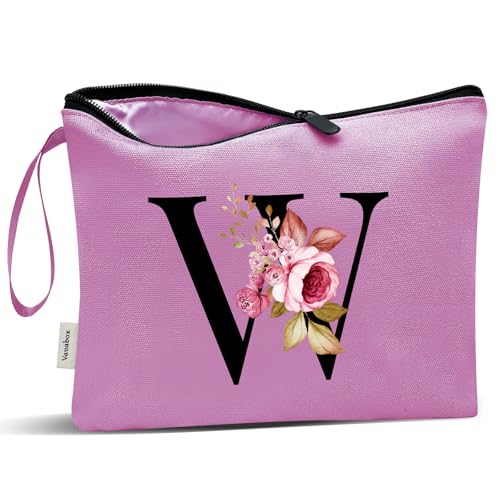 Image of Vavabox A-Z Personalized Makeup Bag, Birthday Gifts for Women Mom, Gifts for Best Friend, Bride Bridesmaid Cosmetic bag (W, 07-Purple)